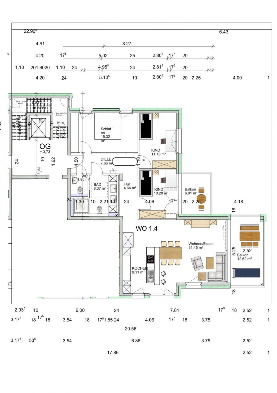 Grundriss Etagenwohnung Leinfelden-Echterdingen